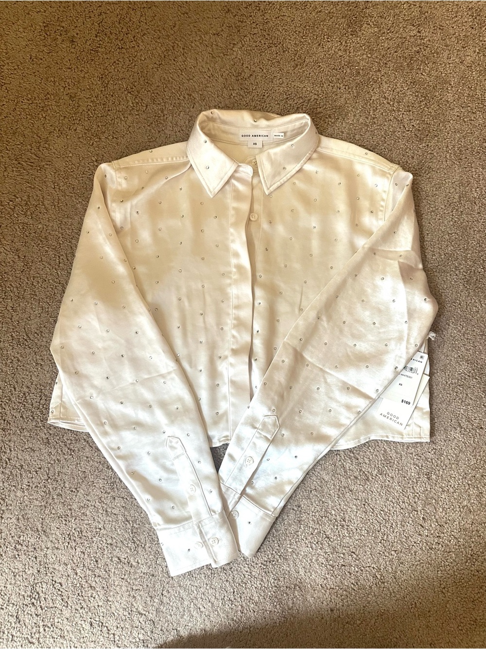 Good American White Sparkle Long Sleeve